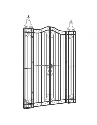 Cancello da Giardino Nero 121x8x180 cm in Ferro Battuto