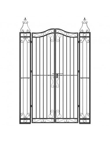 Cancello da Giardino Nero 121x8x180 cm in Ferro Battuto