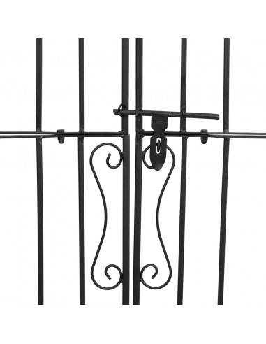 Cancello da Giardino Nero 121x8x180 cm in Ferro Battuto