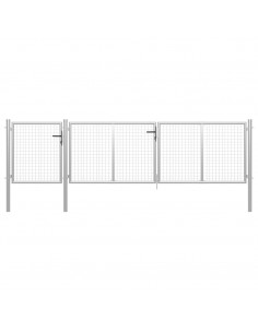 Cancello per Giardino in Acciaio 400x75 cm Argento 2