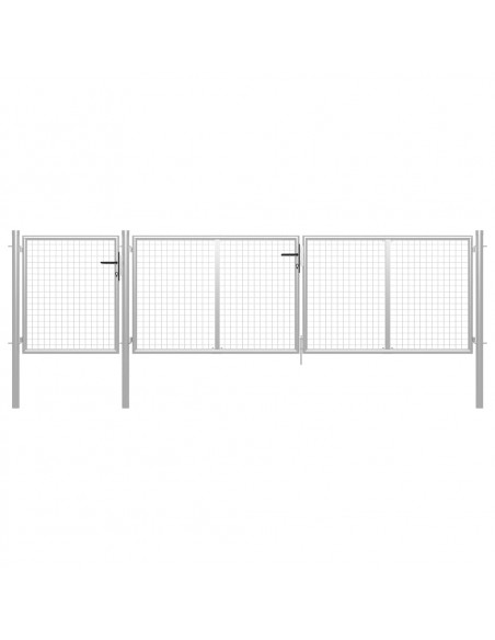 Cancello per Giardino in Acciaio 400x75 cm Argento