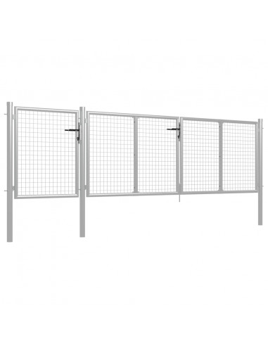 Cancello per Giardino in Acciaio 400x75 cm Argento