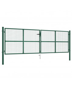 Cancello da Giardino a Rete in Acciaio 400x125 cm Verde 2