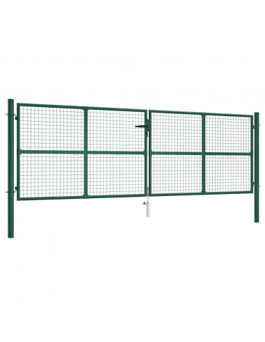 Cancello da Giardino a Rete in Acciaio 400x125 cm Verde