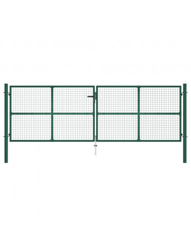 Cancello da Giardino a Rete in Acciaio 400x125 cm Verde