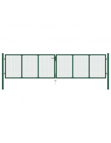 Cancello da Giardino a Rete in Acciaio 400x75 cm Verde