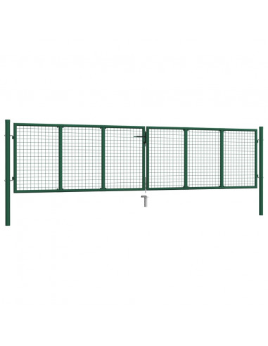 Cancello da Giardino a Rete in Acciaio 400x75 cm Verde