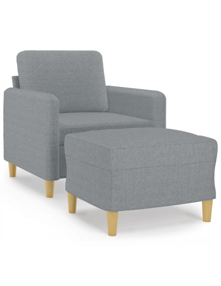 Poltrona con Poggiapiedi Grigio Chiaro 60 cm in Tessuto