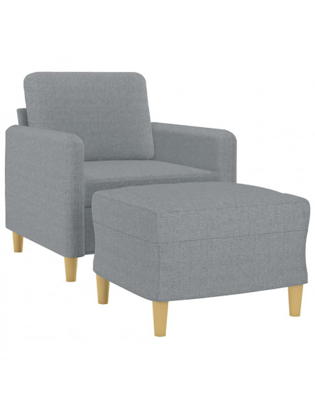 Poltrona con Poggiapiedi Grigio Chiaro 60 cm in Tessuto