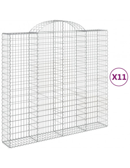 Cesti Gabbioni ad Arco 11 pz 200x50x180/200 cm Ferro Zincato