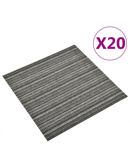 Quadrotte di Moquette 20 pz 5 m² 50x50 cm Antracite a Strisce