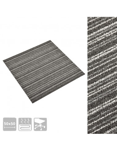 Quadrotte di Moquette 20 pz 5 m² 50x50 cm Antracite a Strisce