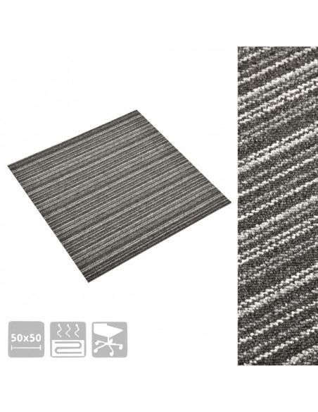 Quadrotte di Moquette 20 pz 5 m² 50x50 cm Antracite a Strisce