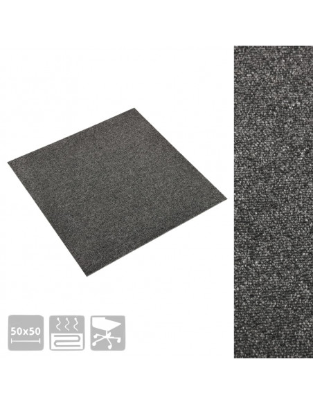 Quadrotte di Moquette 20 pz 5 m² 50x50 cm Antracite