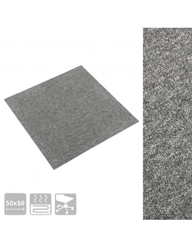 Quadrotte di Moquette 20 pz 5 m² 50x50 cm Grigie