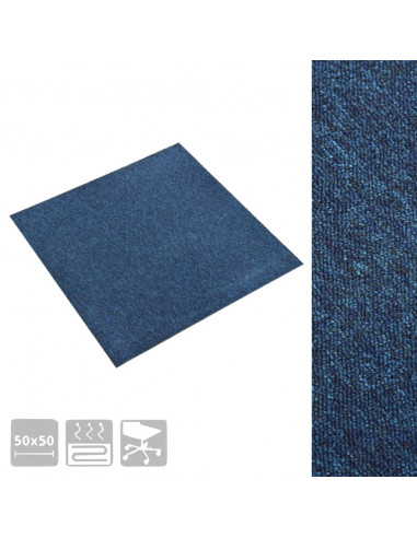 Quadrotte di Moquette 20 pz 5 m² 50x50 cm Blu Scuro