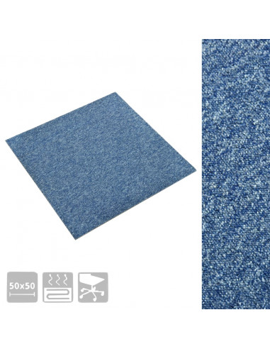Quadrotte di Moquette 20 pz 5 m² 50x50 cm Blu