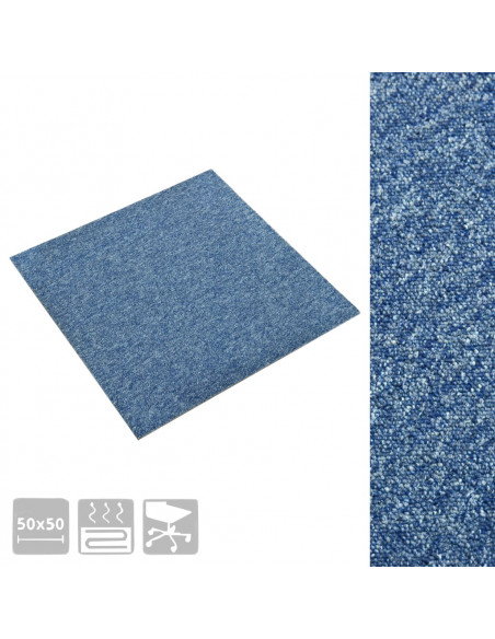 Quadrotte di Moquette 20 pz 5 m² 50x50 cm Blu