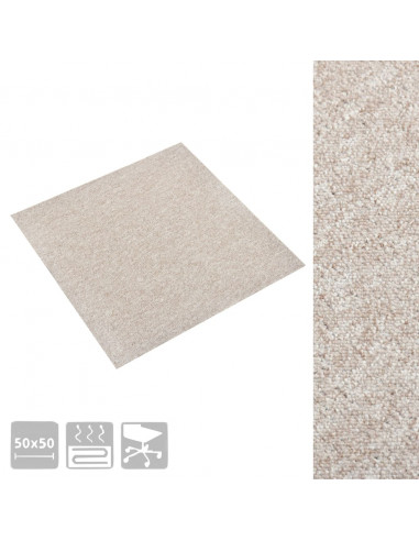 Quadrotte di Moquette 20 pz 5 m² 50x50 cm Beige Chiaro