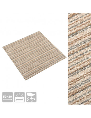Quadrotte di Moquette 20 pz 5 m² 50x50 cm Beige a Strisce