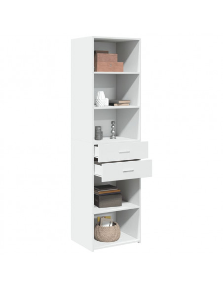 Credenza Bianca 50x42,5x185 cm in Legno Multistrato