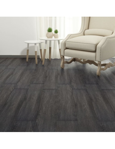 Listoni Pavimenti Non Autoadesivi PVC 5,26 m² 2 mm Nero Bianco