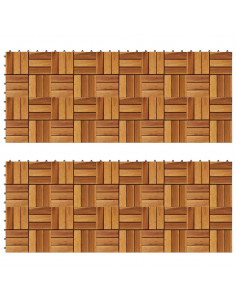 Set 20 Piastrelle in legno di acacia per pavimento 30 x 30 cm