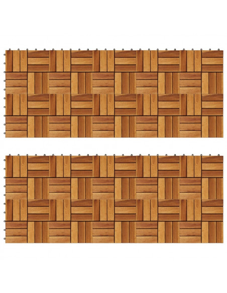Set 20 Piastrelle in legno di acacia per pavimento 30 x 30 cm