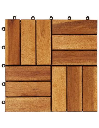 Set 20 Piastrelle in legno di acacia per pavimento 30 x 30 cm