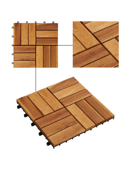 Listelli per Pavimento 30 x 30 cm in Legno di Acacia 30 pz