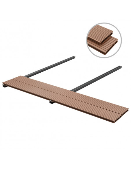 Pavimento per esterni in WPC con accessori 20 m² 2,2 m marrone