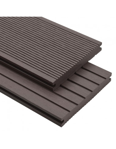 Pavimento Esterni WPC Pieno Accessori 10m² 2,2m Marrone Scuro