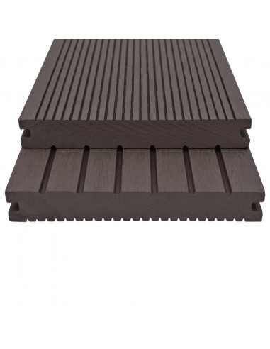 Pavimento Esterni WPC Pieno Accessori 10m² 2,2m Marrone Scuro