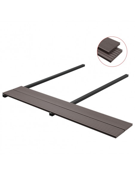 Pavimento Esterni WPC Pieno Accessori 10m² 2,2m Marrone Scuro