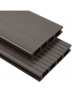 Pavimento Esterni in WPC Cavo Accessori 10m² 2,2m Marrone Scuro 2