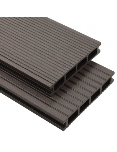 Pavimento Esterni in WPC Cavo Accessori 10m² 2,2m Marrone Scuro