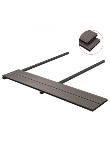 Pavimento Esterni in WPC Cavo Accessori 10m² 2,2m Marrone Scuro