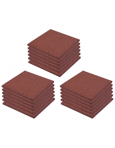 Piastrelle Anticaduta 18 pz in Gomma 50x50x3 cm Rosse