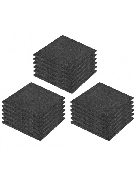 Piastrelle Anticaduta 18 pz in Gomma 50x50x3 cm Nere