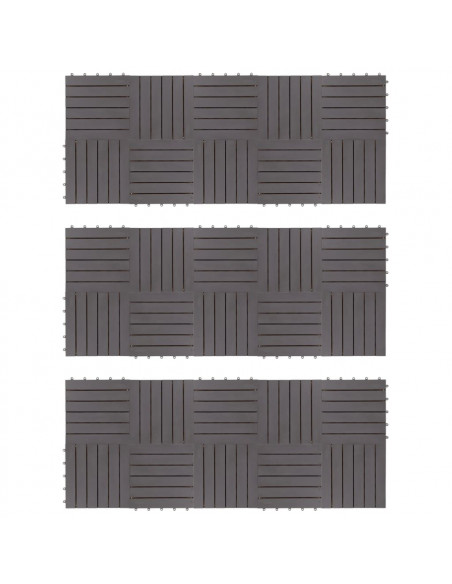 Pannelli Decking 30 pz Grigio Slavato 30x30cm Massello d'Acacia
