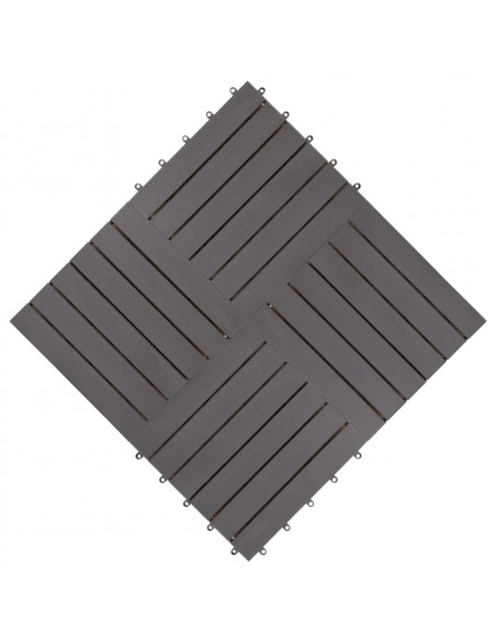 Pannelli Decking 30 pz Grigio Slavato 30x30cm Massello d'Acacia