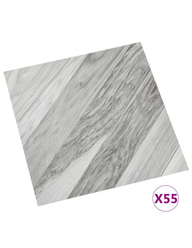 Listoni Pavimenti Autoadesivi 55 pz in PVC 5,11 m² Grigi Rigati