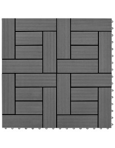 Set 11 Piastrelle in WPC 30 x 30 cm 1 mq grigio