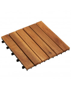 Set 10 pz Piastrelle acacia per pavimento 30 x 30 cm Modello verticale