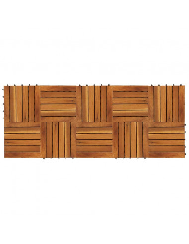 Set 10 pz Piastrelle acacia per pavimento 30 x 30 cm Modello verticale