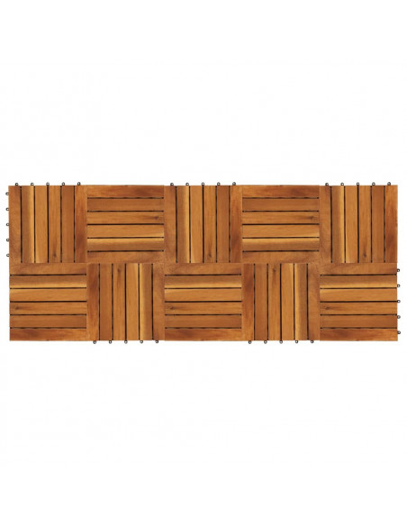 Set 10 pz Piastrelle acacia per pavimento 30 x 30 cm Modello verticale