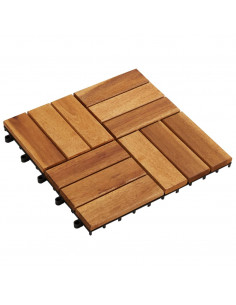 Set 10 Piastrelle in legno di acacia per pavimento 30 x 30 cm