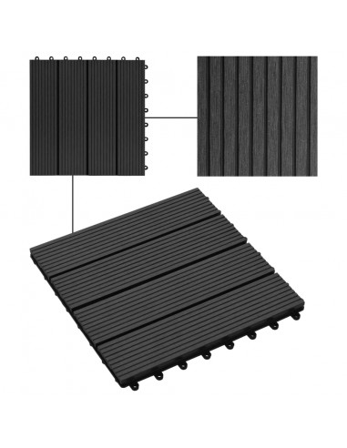 Piastrelle per Decking in WPC 11 pz 30x30cm 1 mq Nero
