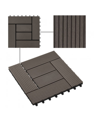 Piastrelle per Decking in WPC 11 pz 30x30cm 1mq Marrone Scuro