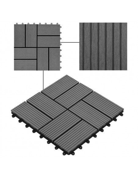 Piastrelle per Decking in WPC 11 pz 30x30cm 1 mq Grigio